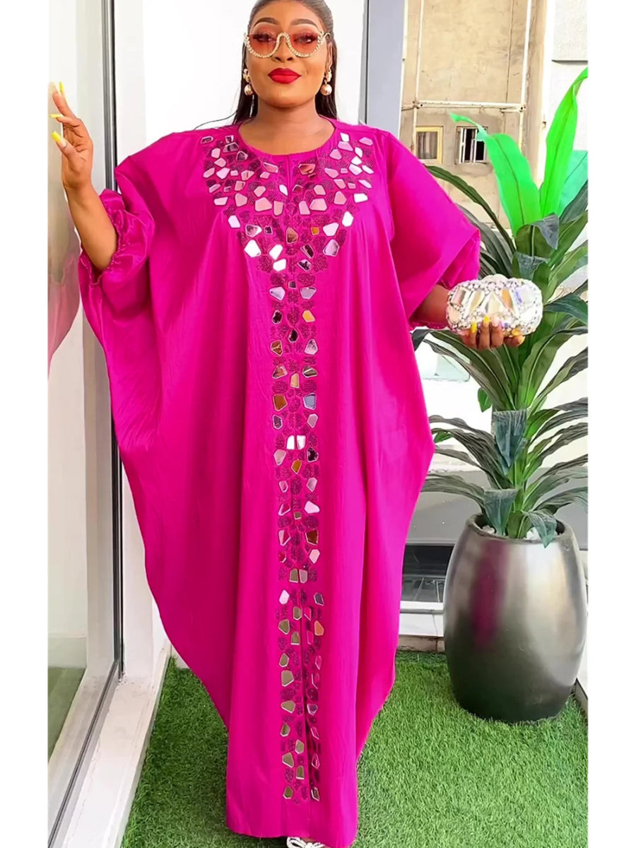 Satin Boubou Robe for Women – African Caftan Abaya, Evening Party Dress - Free Delivery Worldwide only at Flexi Africa