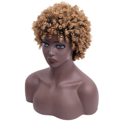 Short Afro Kinky Curly Wig For Women Synthetic Blonde Hair Wig With Natural Bangs Brown Black Daily Party Cosplay Wig - Free Delivery Worldwide only at Flexi Africa