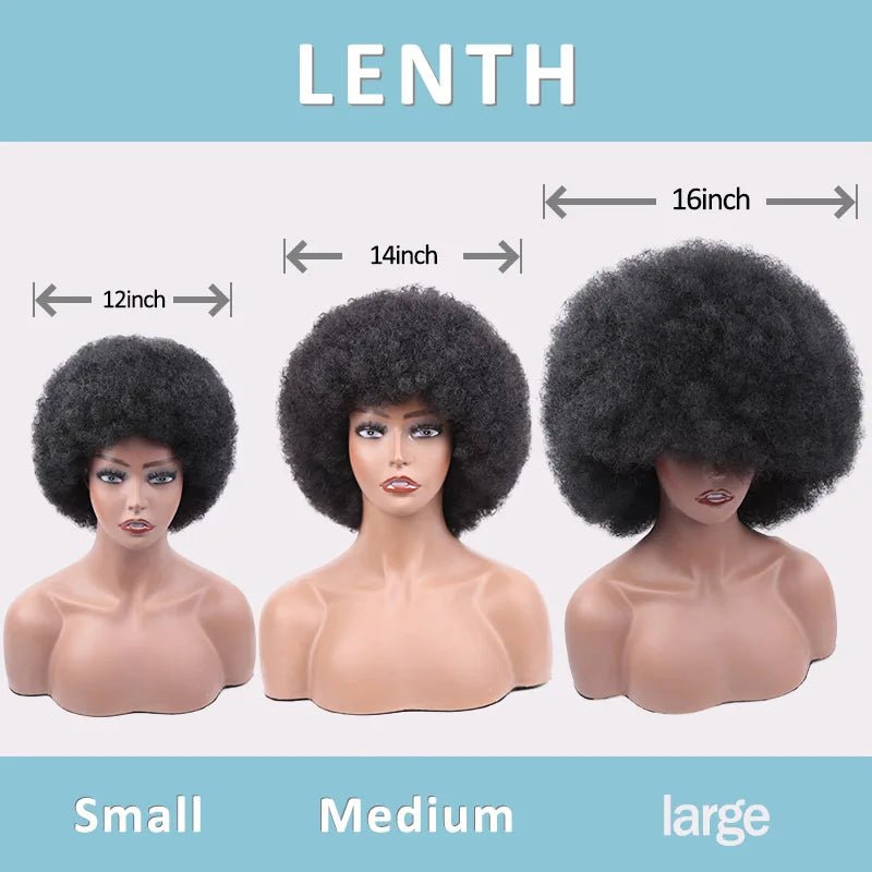 Short Afro Wigs Black Hair for Women Short Kinky Curly Wigs With Bangs - Free Delivery Worldwide only at Flexi Africa