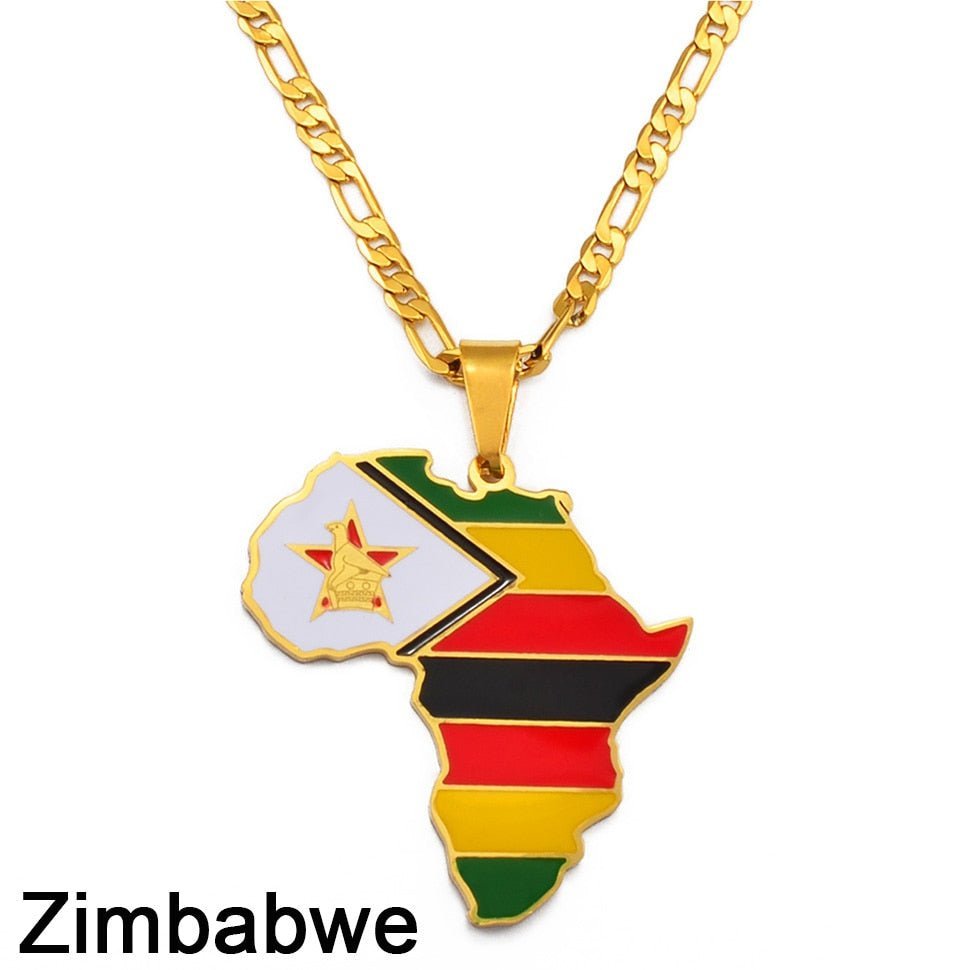 Showcase Your African Roots with Our Hip - hop Africa Map Pendant Necklace - Free Delivery Worldwide only at Flexi Africa