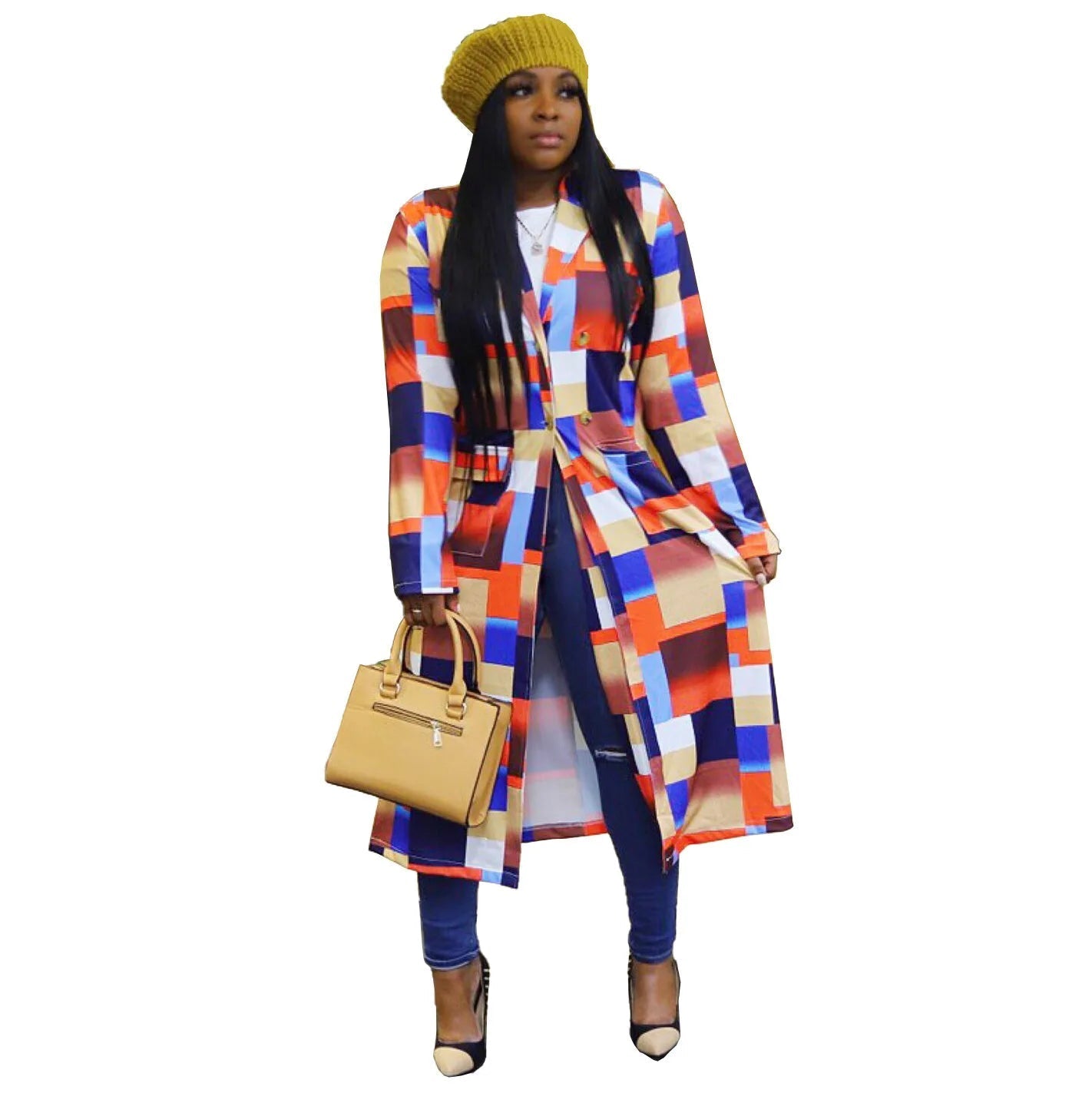 Spring and Autumn African Women's Long Sleeve Polyester Shirt Dress: Vibrant African Prints and Style - Flexi Africa