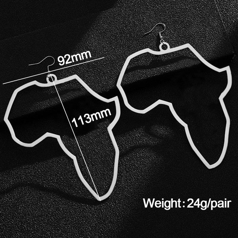 Stainless Steel Africa Map Exaggerate Larger Earring Gold Color African Ornaments Traditional Ethnic Hyperbole Gifts