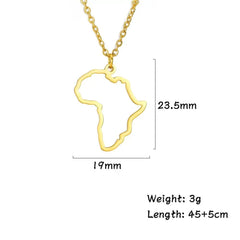 Stainless Steel Africa Map Necklaces: Choker Chain with Hollow Map Pendant - Flexi Africa - www.flexiafrica.com