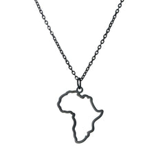 Stainless Steel Africa Map Necklaces: Choker Chain with Hollow Map Pendant - Flexi Africa - www.flexiafrica.com