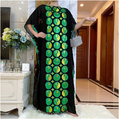 Stunning African Embroidery Flower Dress for Women - Muslim Sequin Embroidery and Scarf Included - Flexi Africa FREE POST