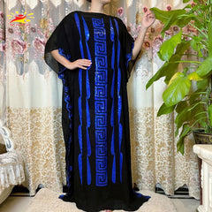 Stunning African Embroidery Flower Dress for Women - Muslim Sequin Embroidery and Scarf Included - Flexi Africa FREE POST