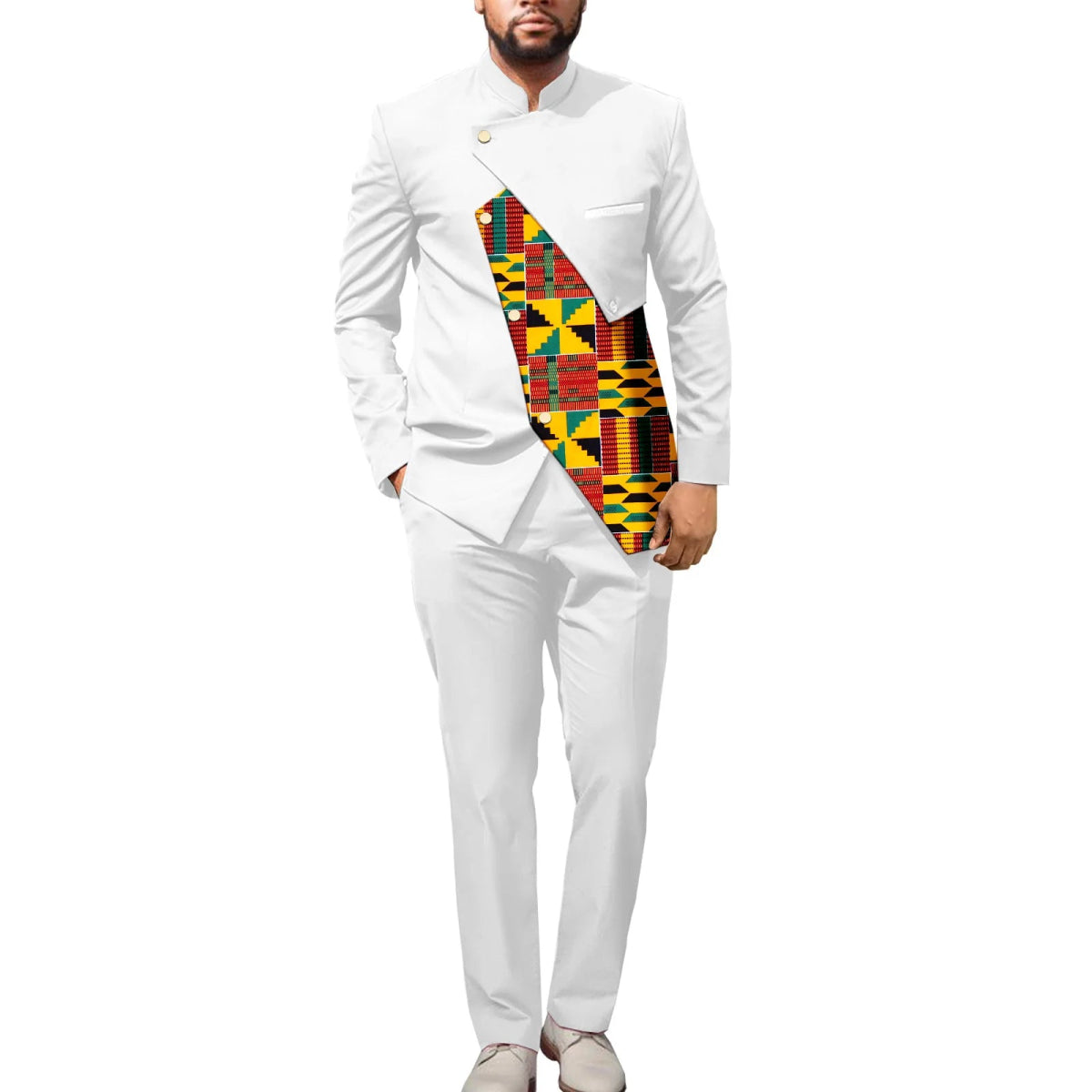 Stylish African Dashiki Print Jacket with Ankara Pants – 2PC Men’s Wedding and Party Outfit - Free Delivery Worldwide only at Flexi Africa