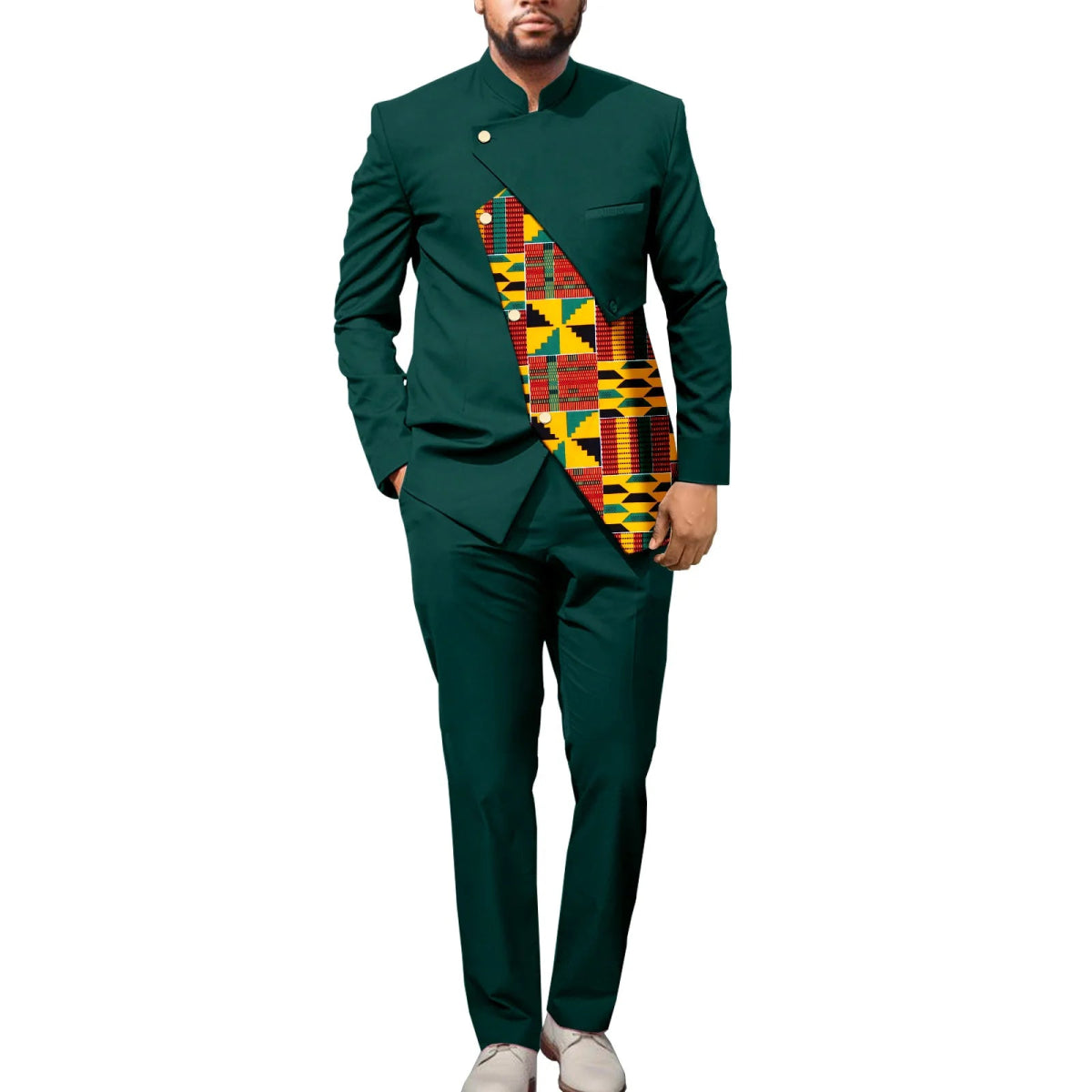 Stylish African Dashiki Print Jacket with Ankara Pants – 2PC Men’s Wedding and Party Outfit - Free Delivery Worldwide only at Flexi Africa