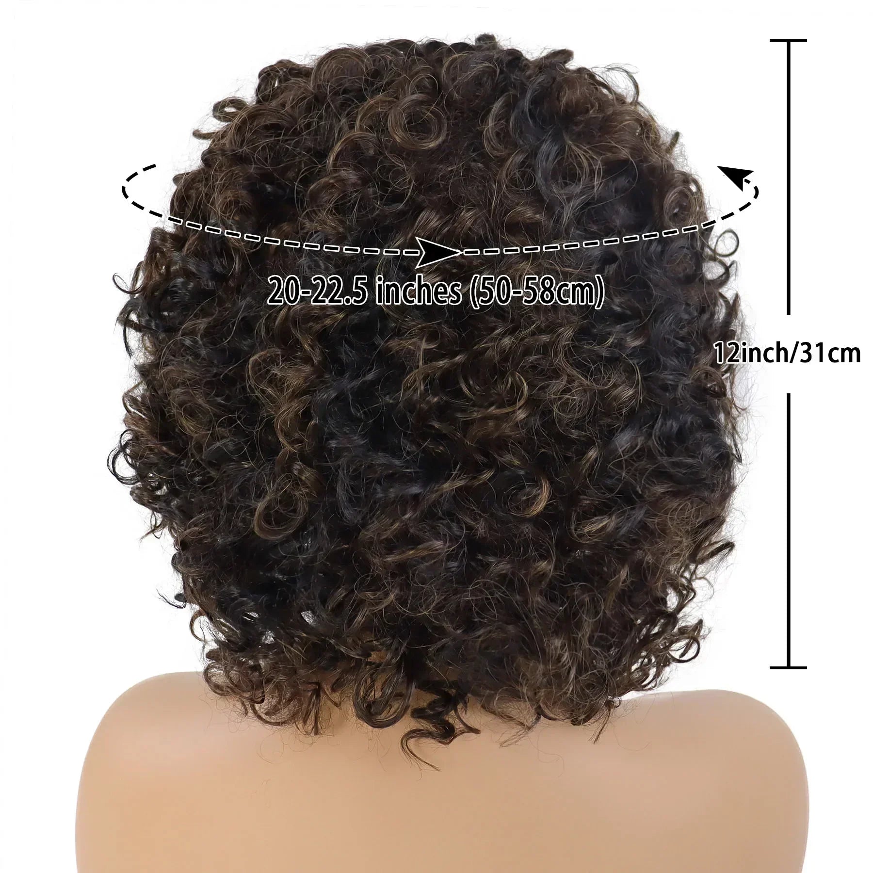 Synthetic Curly Wigs for Women Short Afro Wig Natural Female Mix Brown Hair African American Wig for Ladies Bob Curls