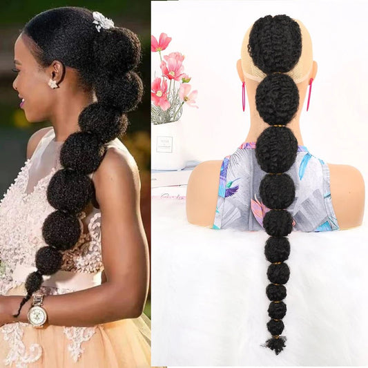 Synthetic Ponytail Hair Extension for Black Women Lantern Bubble Drawstring False Pigtail Afro Puff Kinky Horse Tail Hairpiece - Free Delivery Worldwide only at Flexi Africa