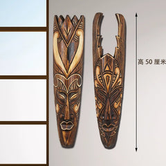 Creative Solid Wood Carved Mask: Decorative Pendant for Shop Background Walls and Crafts Features - Free Delivery Worldwide only at Flexi Africa