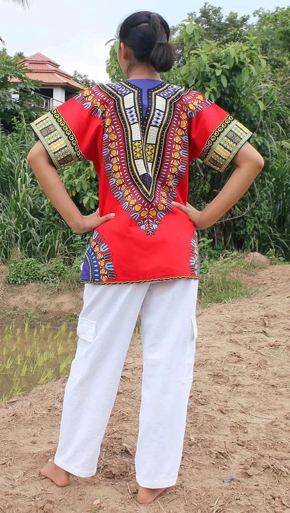 Unisex African Dashiki Cotton Shirt – Boho Hippie Festival Top, 60s 70s Retro Bohemian Style - Free Delivery Worldwide only at Flexi Africa