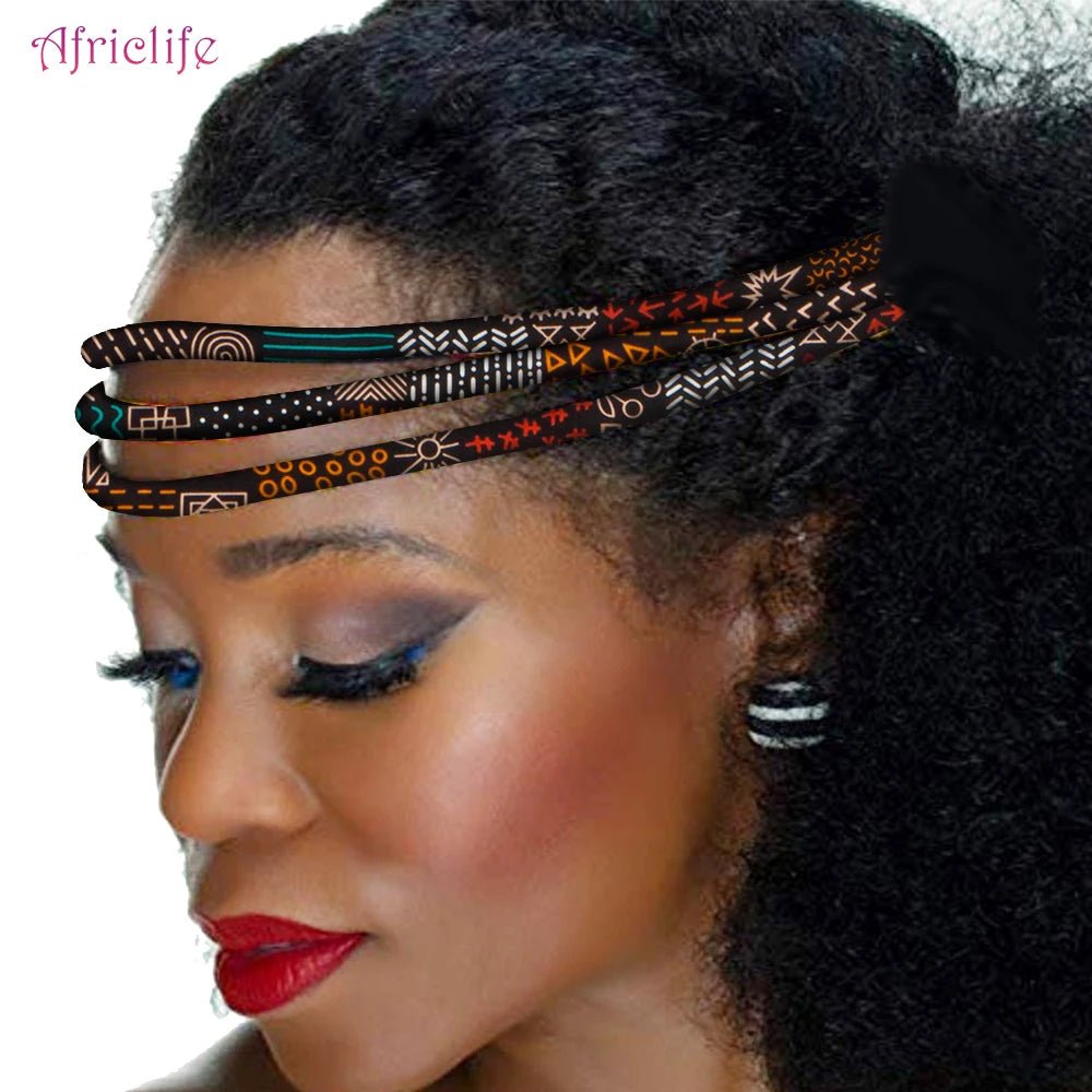 Vibrant Afrocentric Headband: Handmade African Wax Print with Colorful Kente Design - Flexi Africa - Free Delivery Worldwide