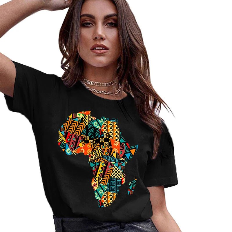 Vintage African Inspired 90s Tees: Short Sleeve Graphic Women's T-Shirt - Flexi Africa - Free Delivery Worldwide only