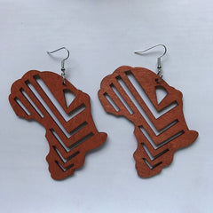 Vintage Heart Map Earrings - Handcrafted with Black Queen Wood - Free Delivery Worldwide only at Flexi Africa