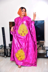 Woman Plus Size Dress Embroidery With Floor Long Dress With Scarf - Flexi Africa Free Delivery Worldwide www.flexiafrica.com