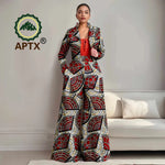 Buy Women’s African Ankara 2PC Outfit – Long Sleeve Top, High-Waist Pants & Earrings for only $104.94 at Flexi Africa!