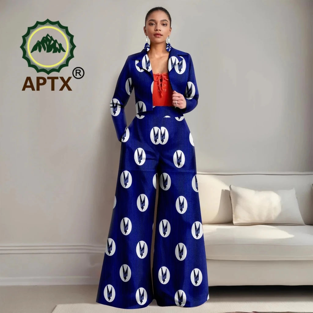 Buy Women’s African Ankara 2PC Outfit – Long Sleeve Top, High-Waist Pants & Earrings for only $104.94 at Flexi Africa!