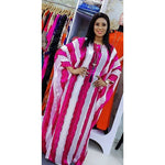 Buy Women's African Bazin Sleeve Dress – Spring Striped Loose Elegant Boubou Robe for only $26.29 at Flexi Africa!