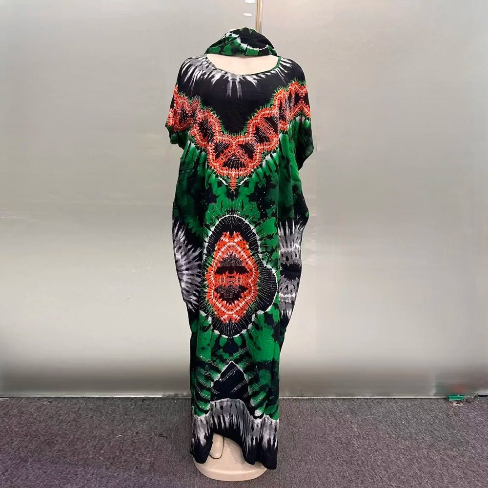 Women’s African Ethnic Cotton Dress – Plus Size Printed Loose Summer Dress - Free Delivery Worldwide only at Flexi Africa