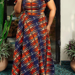 Women’s Geometric Print A - Line Dress with Slit - Free Delivery Worldwide only at Flexi Africa