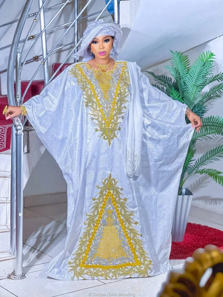 Women’s Luxury African Boubou Dress – Rich Embroidery Long Gown - Free Delivery Worldwide only at Flexi Africa
