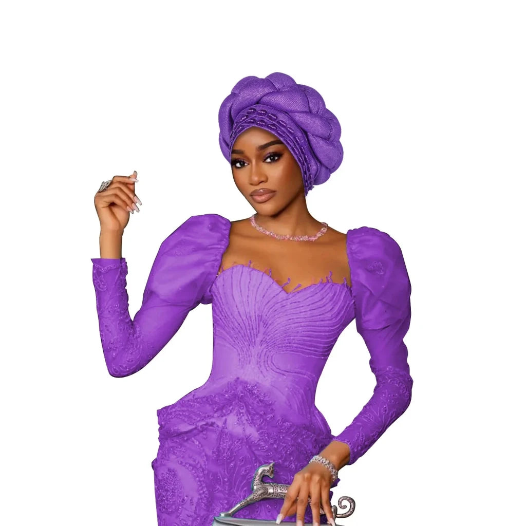 Women’s Nigerian Auto Gele – Stylish Wedding & Party Headscarf - Free Delivery Worldwide only at Flexi Africa