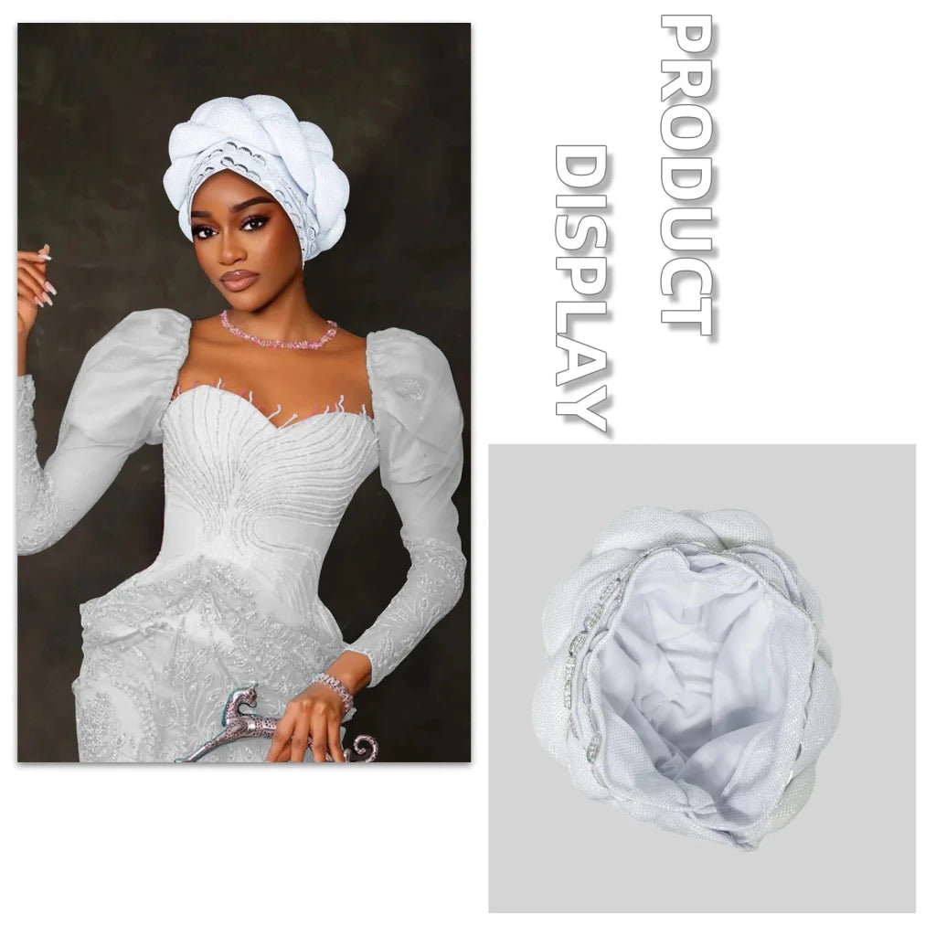 Women’s Nigerian Auto Gele – Stylish Wedding & Party Headscarf - Free Delivery Worldwide only at Flexi Africa