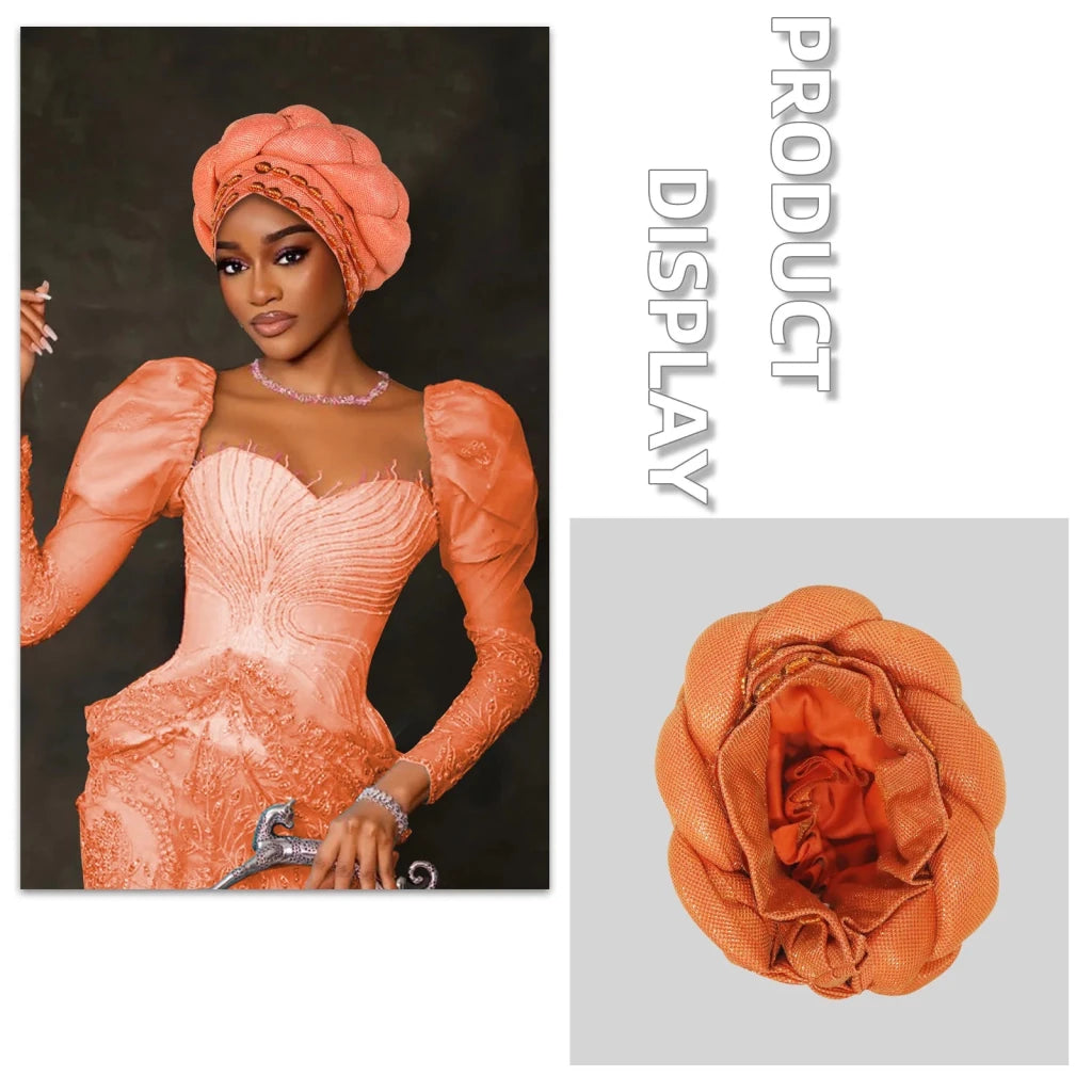 Women’s Nigerian Auto Gele – Stylish Wedding & Party Headscarf - Free Delivery Worldwide only at Flexi Africa