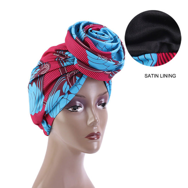 African Print Stretch Bandana Head Wrap Floral Ankara Dashiki Women - Flexi Africa - Flexi Africa offers Free Delivery Worldwide - Vibrant African traditional clothing showcasing bold prints and intricate designs